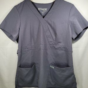 Grey's Anatomy Women's Medium Gray Scrub Top with 2 front pockets